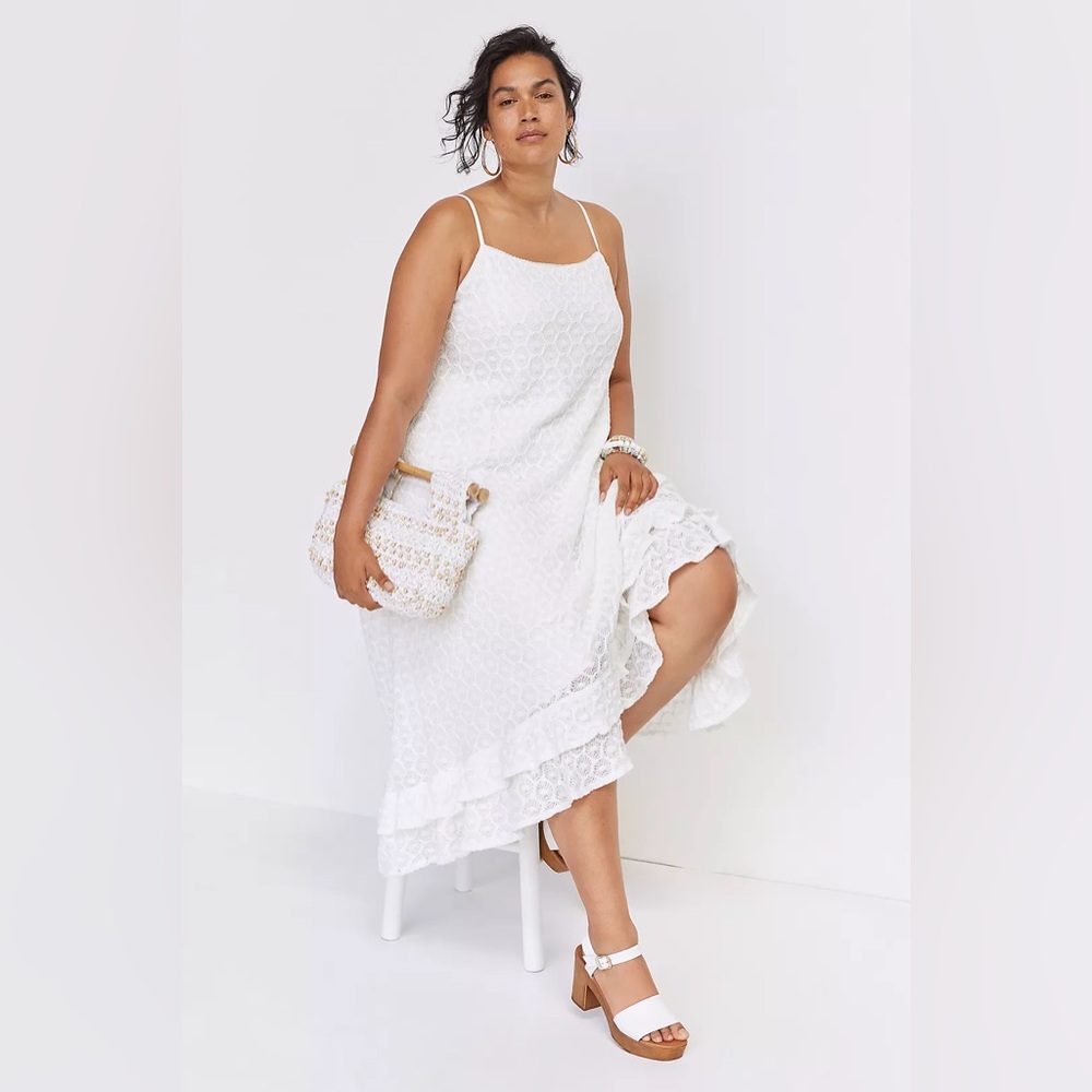 Anthropologie Ruffled Crochet Midi Dress - Picture 3 of 11